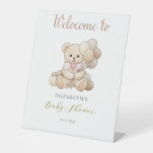 Teddy Bear with ballons Baby Shower Welcome  Sockelschild (Vorderseite)