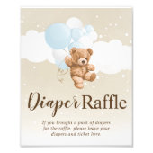 Teddy Bear with Blue Balloons Diaper Raffle Sign Fotodruck (Vorne)