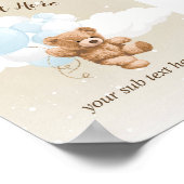 Teddy Bear with Blue Balloons Table Sign Poster (Ecke)