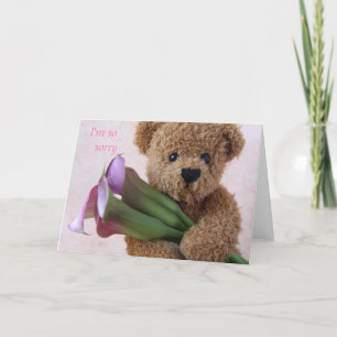 teddy bear with calla lilies apology card karte