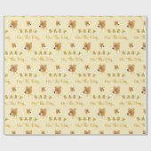 Teddy Bear With Gold Cream Text Baby Shower Geschenkpapier (Flach)