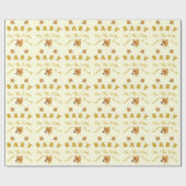 Teddy Bear With Gold Cream Text Baby Shower Geschenkpapier (Flach)