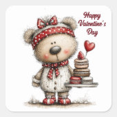 Teddy Bear with Heart Desserts Envelope Seals Quadratischer Aufkleber (Vorderseite)