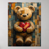 Teddy Bear with Heart in Stainted Glass Style Poster (Vorne)