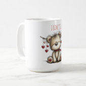 Teddy Bear with Heart Scarf and Hanging Hearts Kaffeetasse (Vorderseite Links)