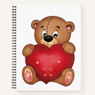 Teddy Bear with Heart Sprichwort Hello Lovely Notizblock