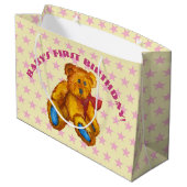 Teddy Bear With Pink Stars Große Geschenktüte (Rückseite Schrägansicht)