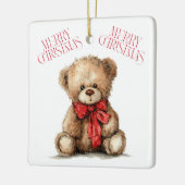 Teddy Bear with Red Bow | Merry Christmas Ornament (Links)
