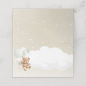 Teddy Bear with Sage Balloons Place Cards Platzkarte (Außenseite Aufgefaltet)