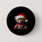Teddy Bear With Santa Hat Christmas Xmas Lover Kid Button (Vorderseite)