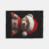 Teddy Bear With Santa Hat Christmas Xmas Lover Kid Fleecedecke (Vorderseite (Horizontal))