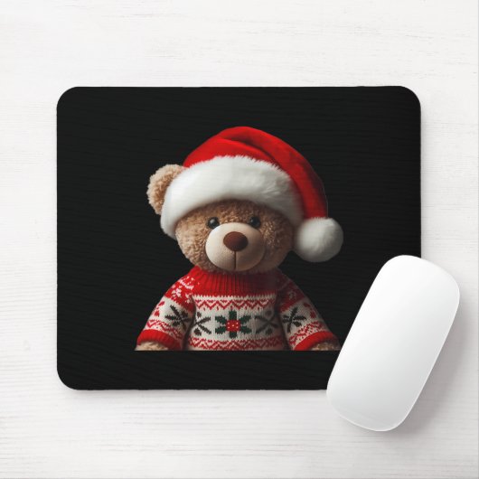Teddy Bear With Santa Hat Christmas Xmas Lover Kid Mousepad (Mit Mouse)