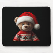 Teddy Bear With Santa Hat Christmas Xmas Lover Kid Mousepad (Vorne)