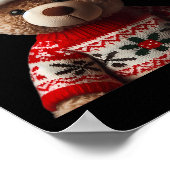 Teddy Bear With Santa Hat Christmas Xmas Lover Kid Poster (Ecke)