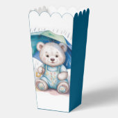 Teddy Bear With Umbrella Boy Baby Shower  Geschenkschachtel (Rückseite)