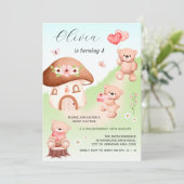 Teddy Bear Woods Party Kindergeburtstag Einladung (Stehend Vorderseite)