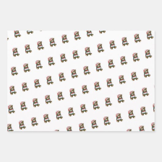 Teddy Bear Wrapping Paper Flat Sheet Set 3 Geschenkpapier Set (Vorderseite 3)