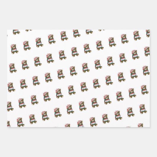 Teddy Bear Wrapping Paper Flat Sheet Set 3 Geschenkpapier Set (Vorderseite 2)