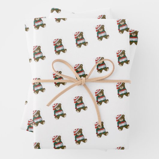 Teddy Bear Wrapping Paper Flat Sheet Set 3 Geschenkpapier Set (Beispiel)