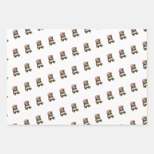 Teddy Bear Wrapping Paper Flat Sheet Set 3 Geschenkpapier Set (Vorderseite)