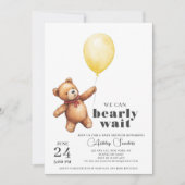 Teddy Bear Yellow Baby Dusche Einladung (Vorderseite)