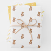 Teddy Bear Yellow Bow Baby Dusche Geschenkpapier Set (Beispiel)
