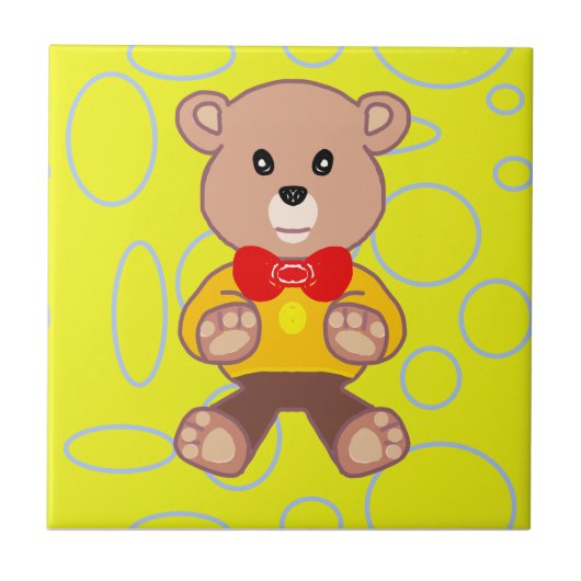 Teddy Bear Yellow Geometric Keramik Tile Fliese (Vorderseite)