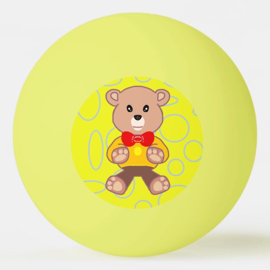Teddy Bear Yellow Geometric Ping Pong Ball Tischtennisball (Vorderseite)