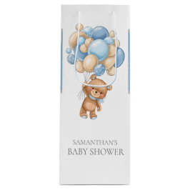 Teddy Bearly Wait BABY SHOWER Boy Wine Gift Bag Geschenktüte Für Weinflaschen