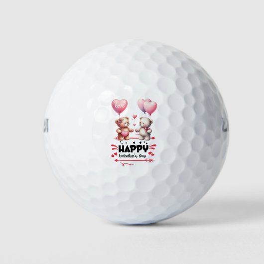 Teddy Bears am Valentinstag mit Herz Golfball (Vorderseite)