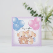Teddy Bears and Balloons Gender Reveal Party Invit Einladung (Stehend Vorderseite)