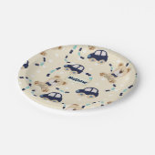Teddy Bears and Cars Baby Boy Pattern Pappteller (Schrägansicht)