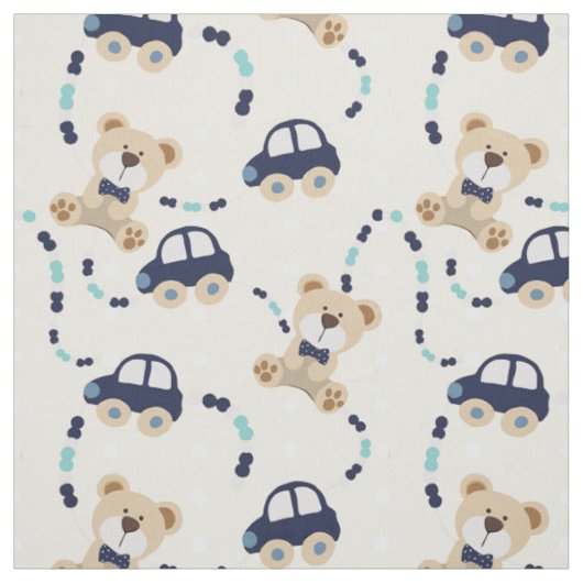 Teddy Bears and Cars Baby Boy Pattern Stoff (Muster)