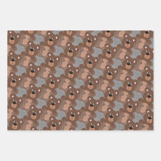 Teddy Bears Animated Boys Wrapping Paper Sheets Geschenkpapier Set (Vorderseite 2)
