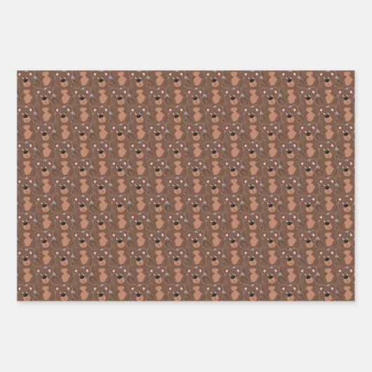 Teddy Bears Animated Boys Wrapping Paper Sheets Geschenkpapier Set (Vorderseite)