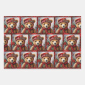 Teddy Bears auf 3 Weihnachten Geschenkpapier Set (Vorderseite)