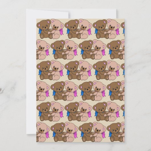 Teddy Bears Baby Dusche & Muster Einladung (Rückseite)