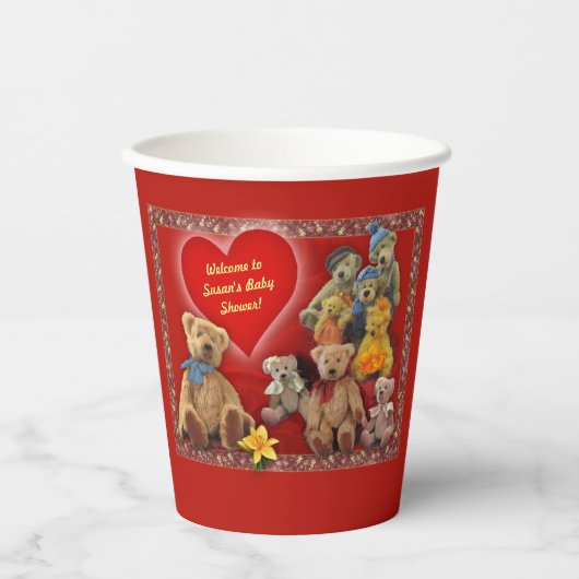 Teddy Bears Baby Dusche Pappbecher (Vorderseite)