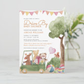 Teddy Bears Baby Shower mit Drive-By Woodland Einladung (Stehend Vorderseite)