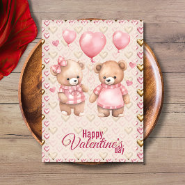 Teddy Bears Balloons Happy Valentines Day Feiertagskarte