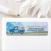 Teddy Bears Blue Truck Green Baby Boy Label (Insitu)