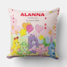 Teddy Bears Celebrate Birth Stats Pink Kissen