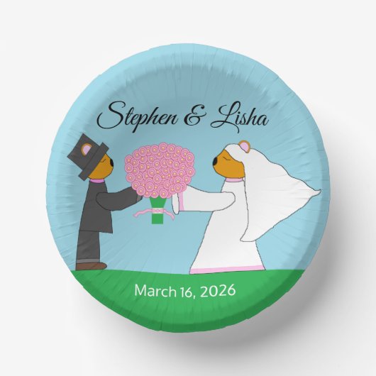 Teddy Bears Erlangung einer Hochzeitsempfang Pappteller (Vorderseite)