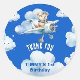 Teddy Bear's erster Geburtstag, der einen Kurs kar Runder Aufkleber