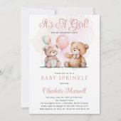 Teddy Bears Es ist ein Girl Bearly Wait Baby Sprin Einladung (Vorderseite)