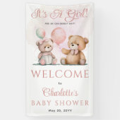 Teddy Bears Es ist ein Mädchen mit Baby Wait Baby Banner (Vertikal)