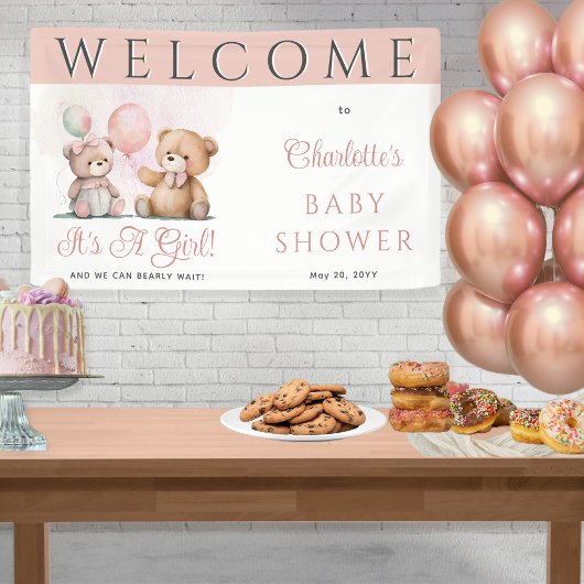 Teddy Bears Es ist ein Mädchen mit Baby Wait Baby  Banner