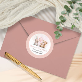 Teddy Bears Es ist ein Mädchen mit Baby Wait Baby  Runder Aufkleber