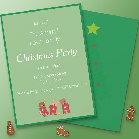 Teddy Bears Familienweihnachtliches Party Einladung