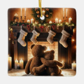 Teddy Bears First Christmas Zusammen Keramikornament (Vorderseite)